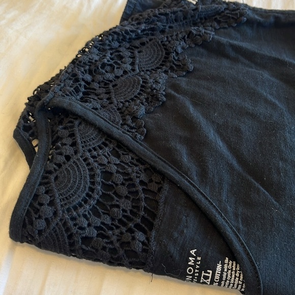 Sonoma Black Cotton Embroidered Muscle Tee Sixe XL - Picture 6 of 7